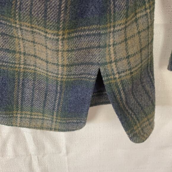 Coldwater Creek  mens XL plaid wool blue shacket zip up jacket lined gorp - Picture 9 of 9